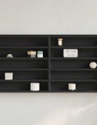 vidaXL Шкаф витрина черен 100x85x50 см инженерно дърво