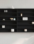 vidaXL Шкаф витрина черен 100x85x58 см инженерно дърво