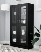 vidaXL Шкаф витрина черен 825x305x150 см инженерно дърво