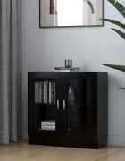 vidaXL Шкаф витрина черен 825x305x80 см ПДЧ