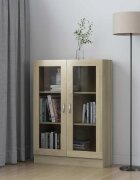 vidaXL Шкаф витрина дъб сонома 825x305x115 см ПДЧ