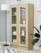 vidaXL Шкаф витрина дъб сонома 825x305x150 см инженерно дърво