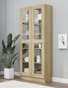 vidaXL Шкаф витрина дъб сонома 825x305x185 см инженерно дърво