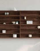 vidaXL Шкаф витрина кафяв дъб 100x85x58 см инженерно дърво