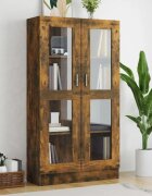 vidaXL Шкаф витрина опушен дъб 825x305x150 см инженерно дърво