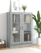 vidaXL Шкаф витрина сив сонома 825x305x115 см инженерно дърво