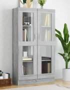 vidaXL Шкаф витрина сив сонома 825x305x150 см инженерно дърво