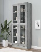 vidaXL Шкаф витрина сив сонома 825x305x185 см инженерно дърво