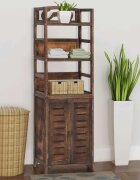 vidaXL Шкаф витрина тъмнокафяв 46x24x140 см масивно дърво пауловния