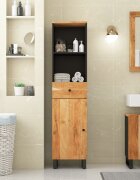 vidaXL Шкаф за баня 38x33x160 см масивно акациево дърво