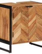 vidaXL Шкаф за баня 55x35x60 см масивно акациево дърво и желязо