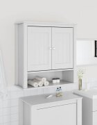 vidaXL Шкаф за баня "BERG" бял 695x27x715 см дърво масив