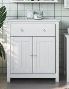 vidaXL Шкаф за баня BERG бял 695x34x80 см бор масив