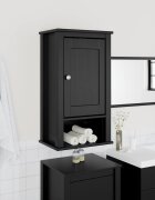 vidaXL Шкаф за баня BERG черен 40x27x715 см бор масив