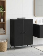 vidaXL Шкаф за баня BREDA Черно 595 x 31 x 80 см Инженерна дървесина