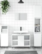 vidaXL Шкаф за баня бял 30x30x100 см инженерно дърво