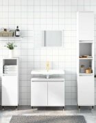 vidaXL Шкаф за баня бял 58x33x60 см инженерно дърво