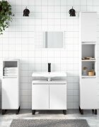 vidaXL Шкаф за баня бял 58x33x60 см инженерно дърво