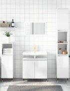 vidaXL Шкаф за баня бял гланц 58x33x60 см инженерно дърво