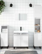 vidaXL Шкаф за баня бял гланц 58x33x60 см инженерно дърво
