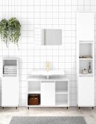 vidaXL Шкаф за баня бял гланц 80x33x60 см инженерно дърво