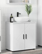 vidaXL Шкаф за баня Бяло 61 x 35 x 64 см Инженерна дървесина Метал
