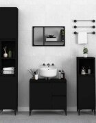 vidaXL Шкаф за баня черен 30x30x100 см инженерно дърво