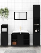 vidaXL Шкаф за баня черен 30x30x100 см инженерно дърво