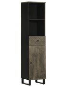 vidaXL Шкаф за баня черен 38x33x160 см масивно мангово дърво