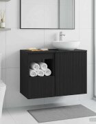 vidaXL Шкаф за баня Черно 30 x 41 x 50 см Инженерна дървесина
