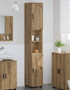 vidaXL Шкаф за баня Дъб 30 x 35 x 192 см Инженерно дърво & Метал