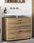vidaXL Шкаф за баня Дъб 765 x 35 x 64 см Инженерно дърво & Метал