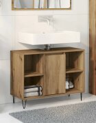 vidaXL Шкаф за баня Дъб 80 x 33 x 60 см Инженерна дървесина