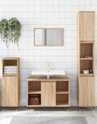 vidaXL Шкаф за баня дъб сонома 80x33x60 см инженерно дърво