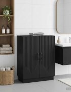 vidaXL Шкаф за баня HOORN Черно 595 x 31 x 77 см Инженерна дървесина