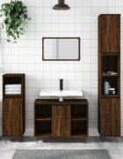vidaXL Шкаф за баня кафяв дъб 30x30x100 см инженерно дърво
