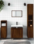vidaXL Шкаф за баня кафяв дъб 58x33x60 см инженерно дърво