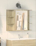 vidaXL Шкаф за баня огледало дъб сонома 80x205x64 см инженерно дърво