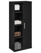 vidaXL Шкаф за баня с държач за ролки черни 39x22x90 см