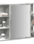 vidaXL Шкаф за баня с огледало бетонно сив 80x205x64 см ПДЧ