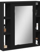 vidaXL Шкаф за баня с огледало черен 60x16x60 см инженерно дърво