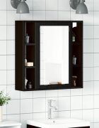 vidaXL Шкаф за баня с огледало черен дъб 60x16x60 см инженерно дърво