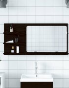 vidaXL Шкаф за баня с огледало черен дъб 90x11x45 см инженерно дърво