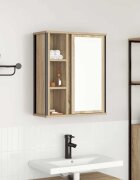 vidaXL Шкаф за баня с огледало дъб сонома 50x21x60 см