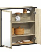 vidaXL Шкаф за баня с огледало дъб сонома 65x20x60 см инженерно дърво