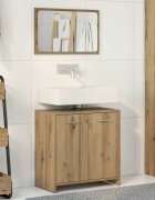 vidaXL Шкаф за баня с огледало занаятчийско инженерно дърво от дъб