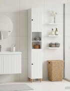 vidaXL Шкаф за баня с отворена рафт ALKMAAR Бял гланц 30 x 31 x 190 см