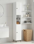 vidaXL Шкаф за баня с отворена рафт BREDA Бял гланц 30 x 31 x 190 см