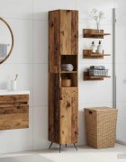 vidaXL Шкаф за баня с отворена рафт BREDA Старо дърво 30 x 31 x 190 см
