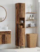 vidaXL Шкаф за баня с отворена рафт DELFT Старо дърво 30 x 31 x 190 см